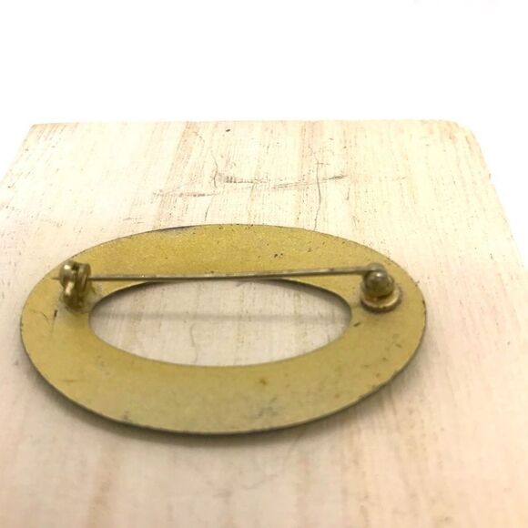 Vintage Enamel Oval Brooch 50s Mid Century Modern - Picture 4 of 13